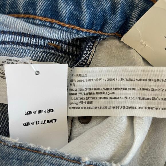 NEW Abercrombie The Skinny High Rise Jeans Medium Wash Denim - Size 23/000XS - Picture 9 of 9